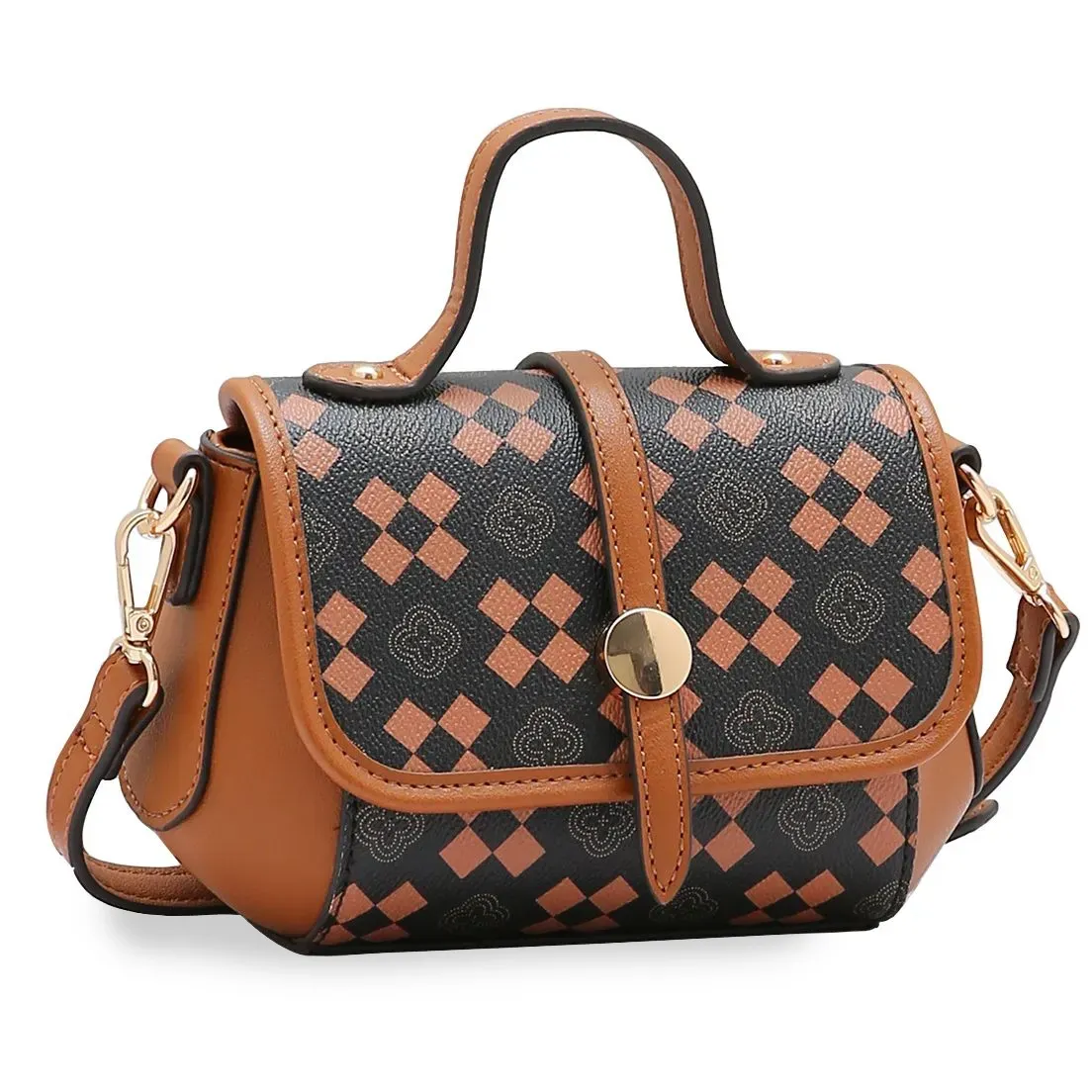 Bolsa tote feminina Chenson New Elemento Gráfico marrom com estampa geométrica, alça ajustável e fechamento em zíper